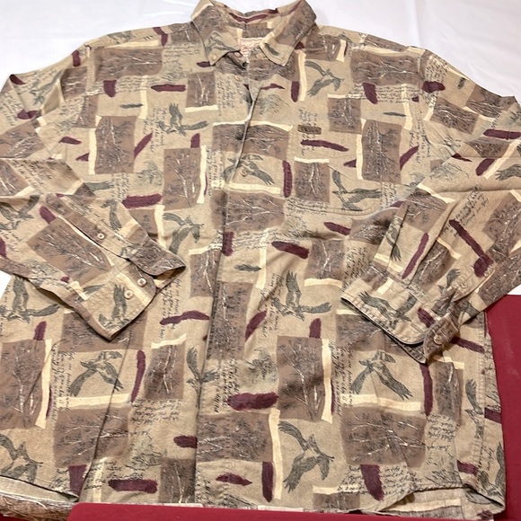 Woolrich EAGLES BIRD flannel shirt men’s XL burgundy feather 90s dad Shirt woods - Picture 6 of 14